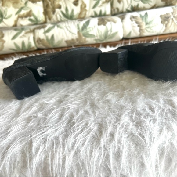 C Est 1946 Booties Ankle Black Silver Metallic 8 Block Heel Faux Leather Shimmer - Picture 13 of 16